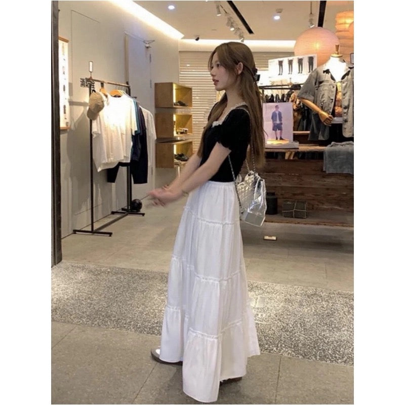 Women’s White Layered Ruffle Skirt C0013