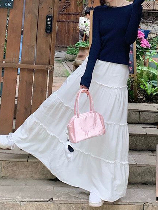 Women’s White Layered Ruffle Skirt C0013