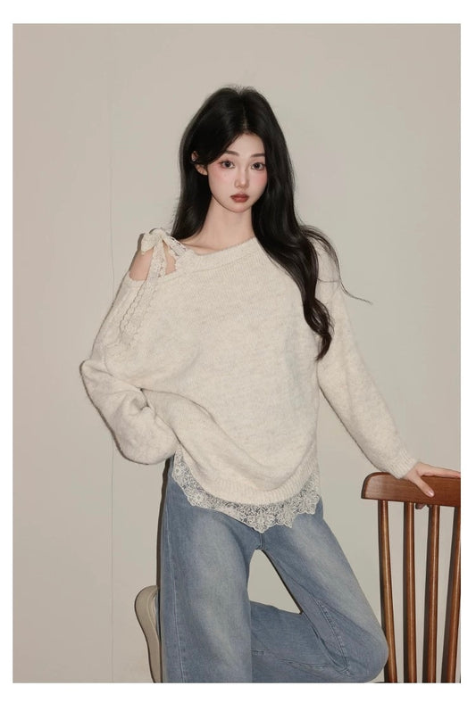 Women’s Casual Off-Shoulder Loose Knit Top C0033