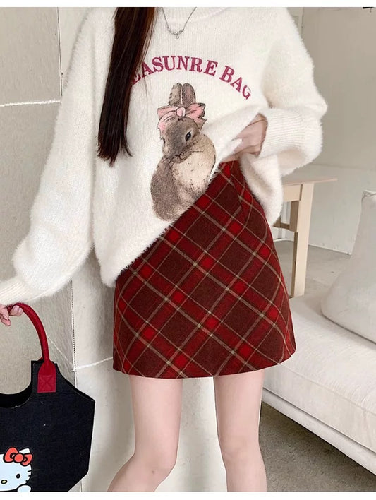 Vintage Red Plaid Mini Skirt C0018