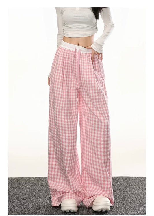 Women’s Plaid Loose Wide-Leg Trousers C0014