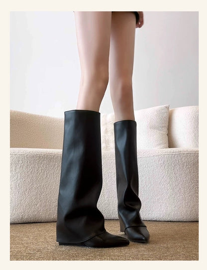 Retro Y2K Wedge Heel Long Boots S0002
