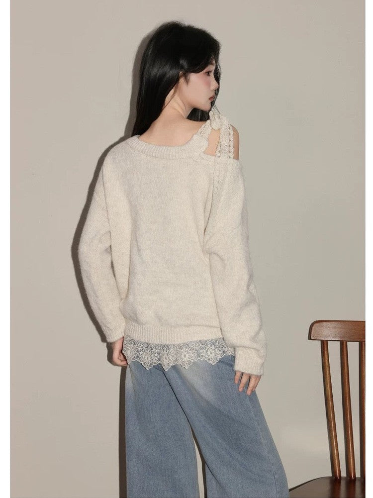 Women’s Casual Off-Shoulder Loose Knit Top C0031