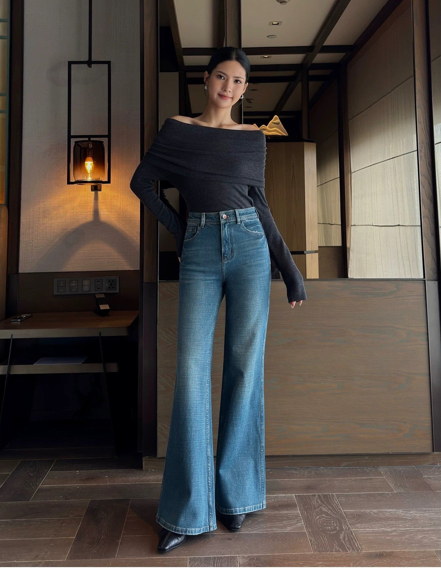 Mini Flare Denim Pants C0049