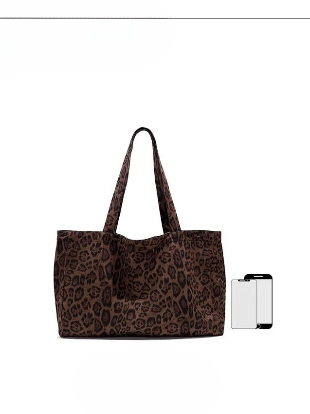 Leopard print large capacity canvas bag b0318