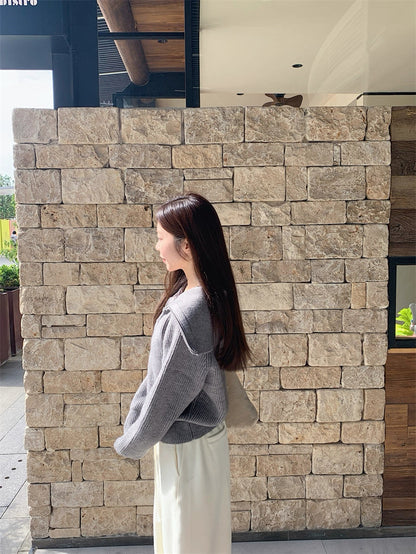 Zip-Up Stand Collar Knit Sweater Jacket C0021