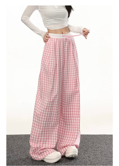 Women’s Plaid Loose Wide-Leg Trousers C0014