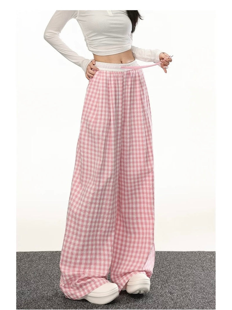 Women’s Plaid Loose Wide-Leg Trousers C0014
