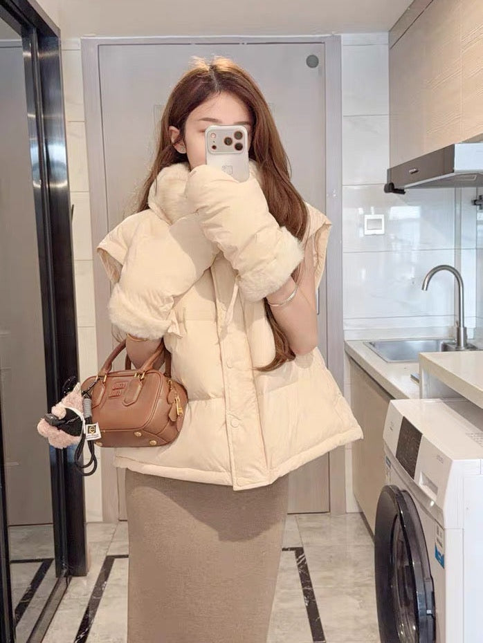 Women’s Short Removable-Panel Down Puffer Jacket C0044