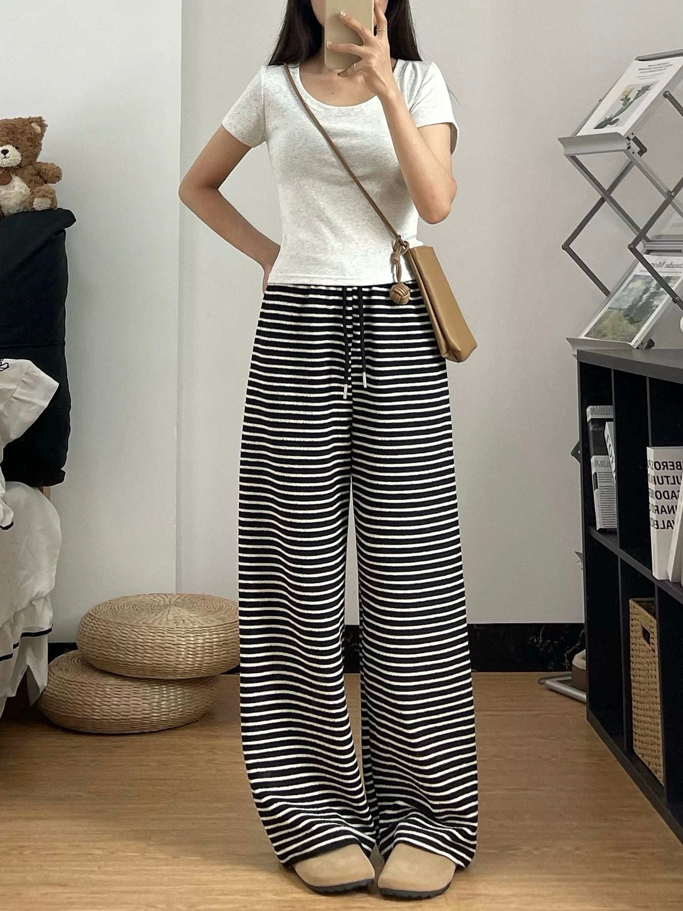 Women’s Striped Straight-Leg Casual Pants C0051