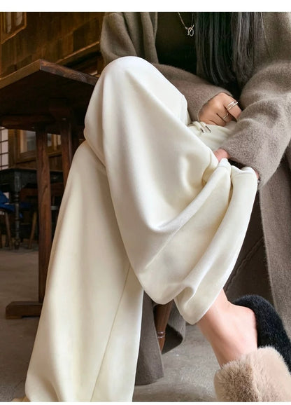 Women’s White Loose Wide-Leg Trousers C0008