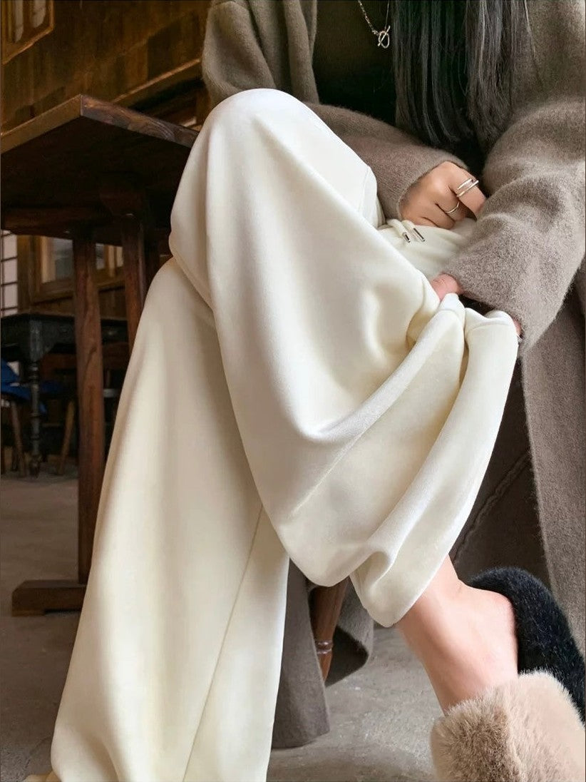 Women’s White Loose Wide-Leg Trousers C0008