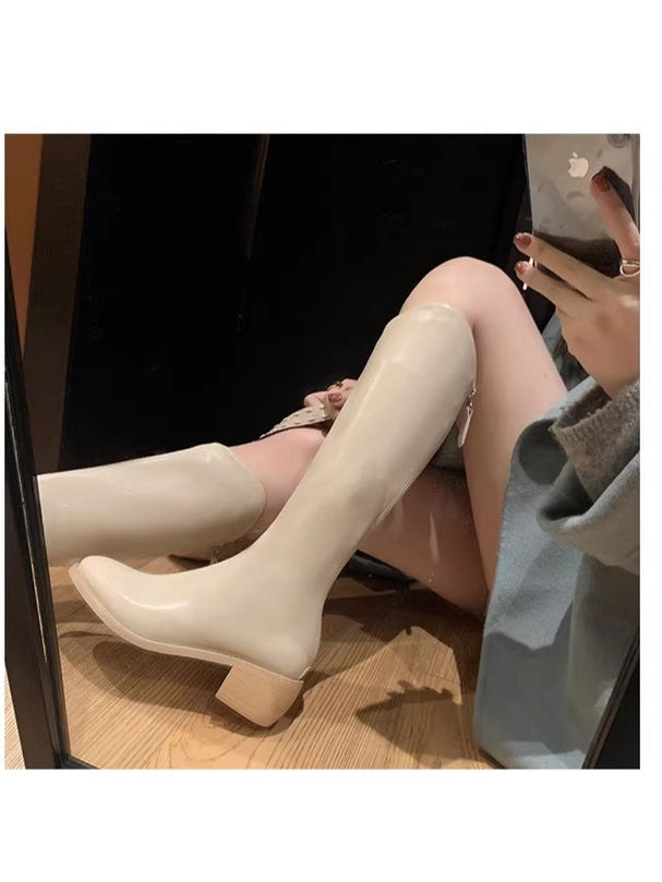 Pointed high heel mid-tall knight boots fe0263