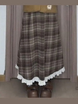 Woolen plaid skirt C0067