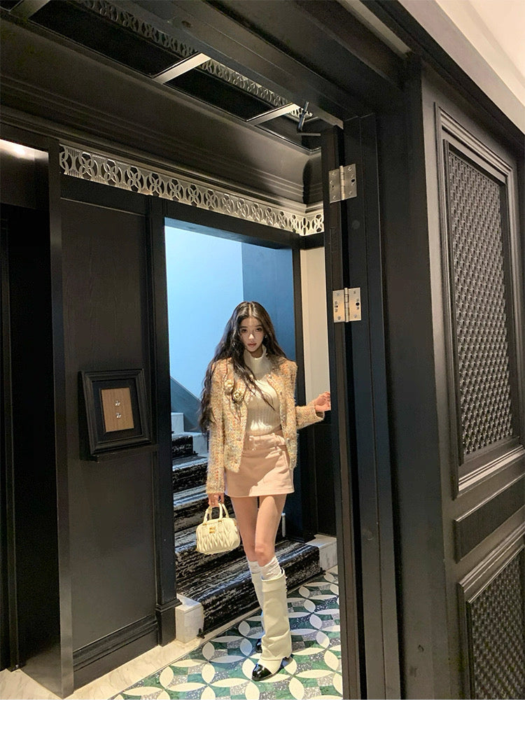 Pink Corduroy A-Line Mini Skirt C0003