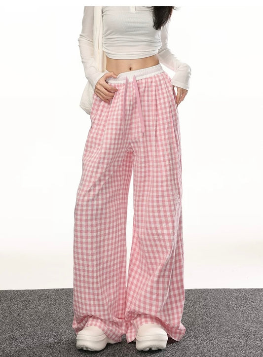Women’s Plaid Loose Wide-Leg Trousers C0014
