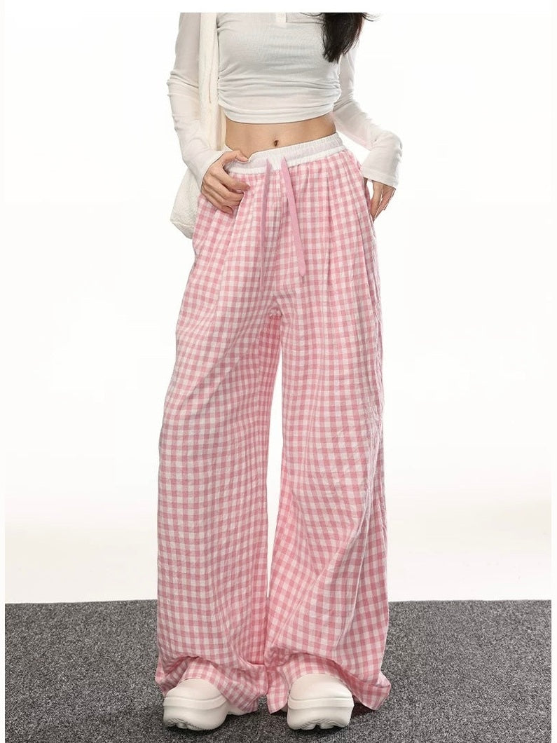 Women’s Plaid Loose Wide-Leg Trousers C0014