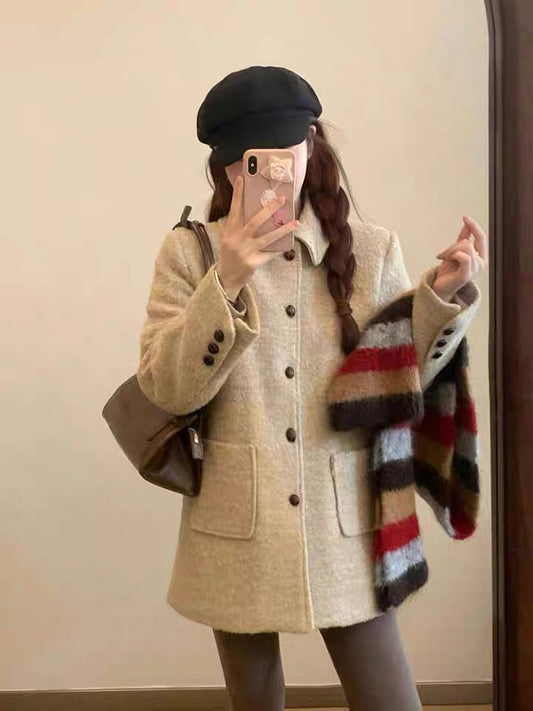 Korean Lapel Mid-Length Thickened Down Coat C0029