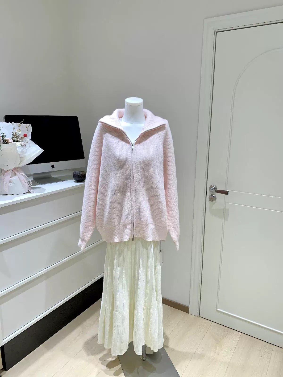 Women’s Mock Neck Zip Knit Cardigan Jacket C0007