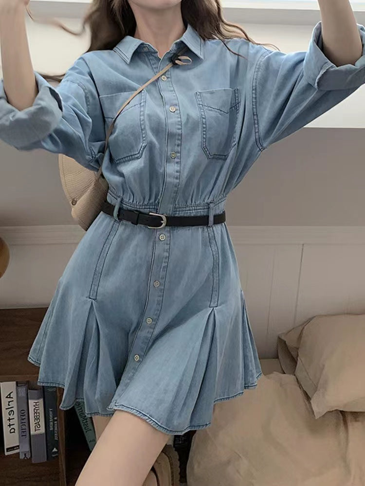 crushpeach monica denim dress