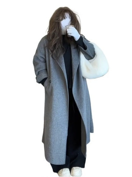 Grey double-sided cashmere coat C0100