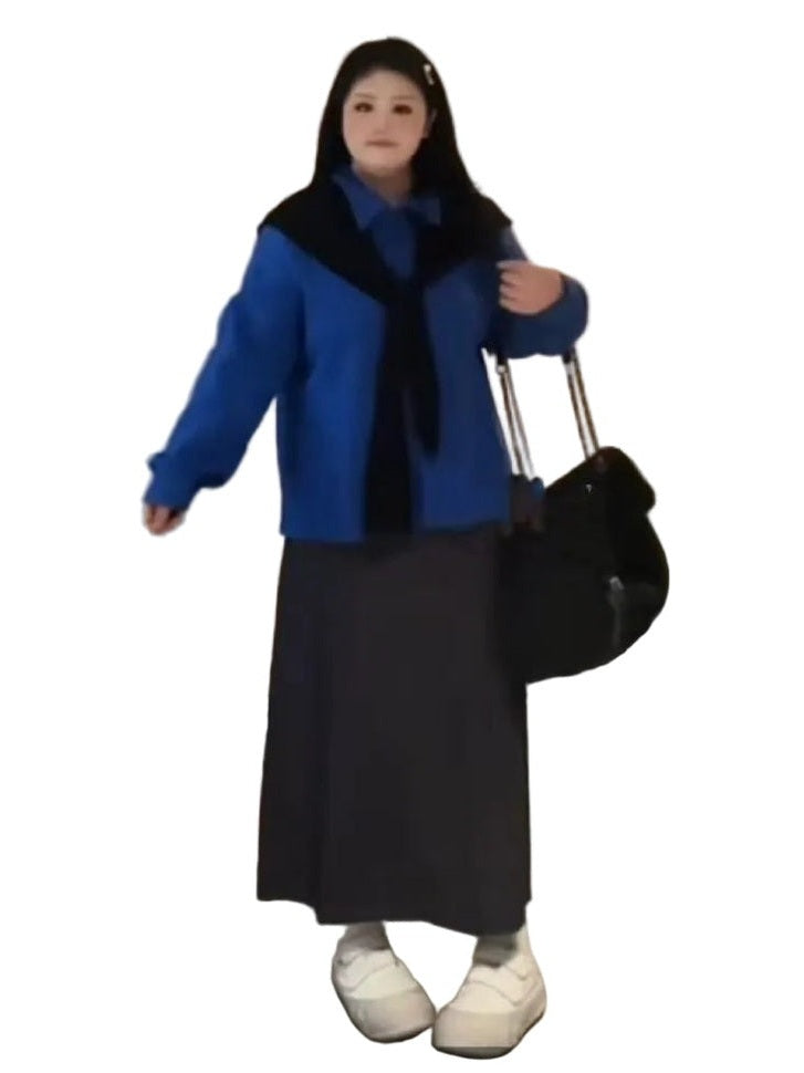 Blue shirt with shawl C0239