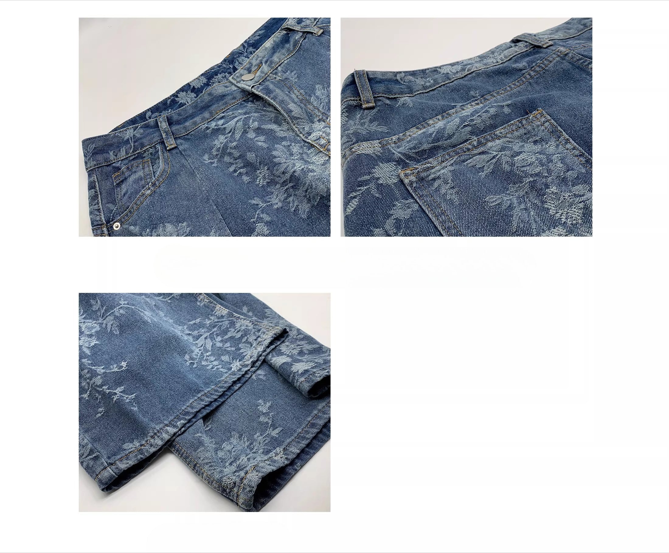 Spice Girl Vintage Design Sense Jacquard Wide Leg Jeans FE0502