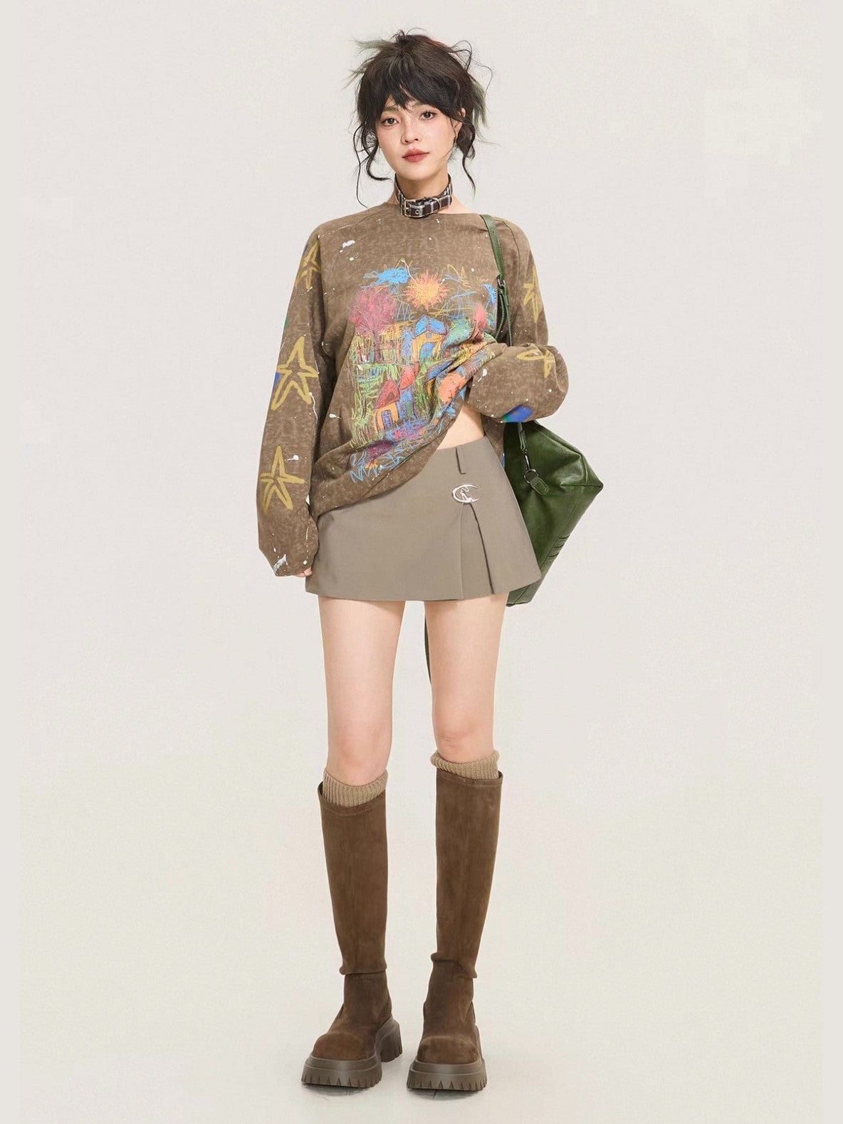 Painted Wash Long-Sleeve T-Shirt  f0399