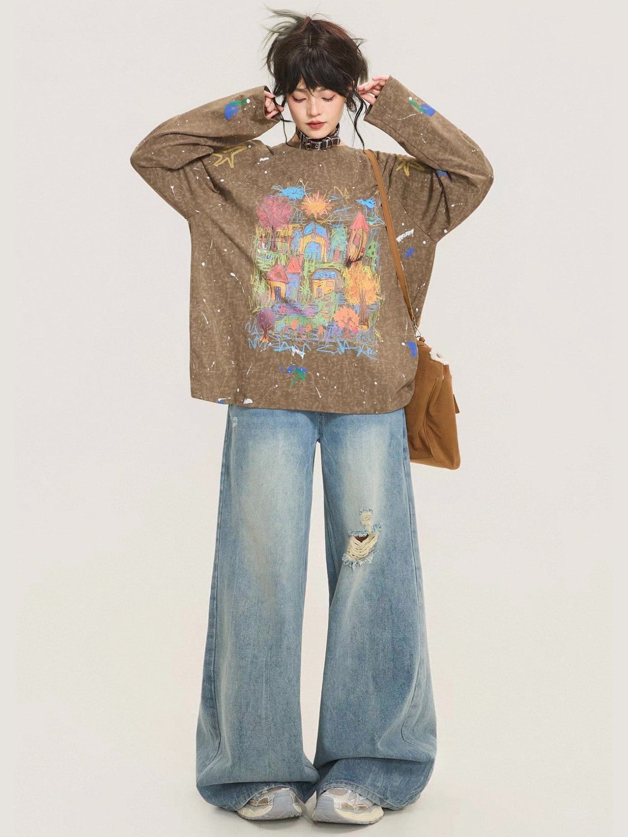 Painted Wash Long-Sleeve T-Shirt  f0399