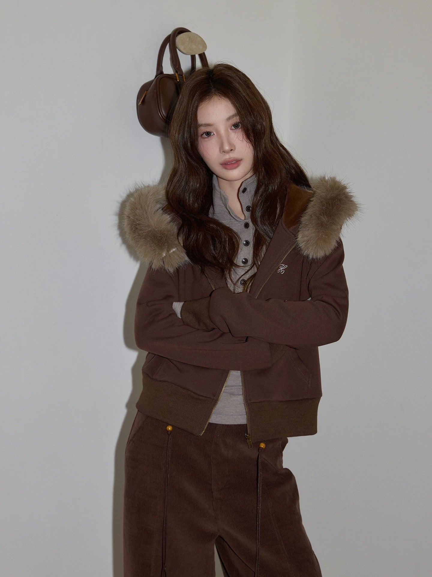 Gray High-Neck Rib Top f0349