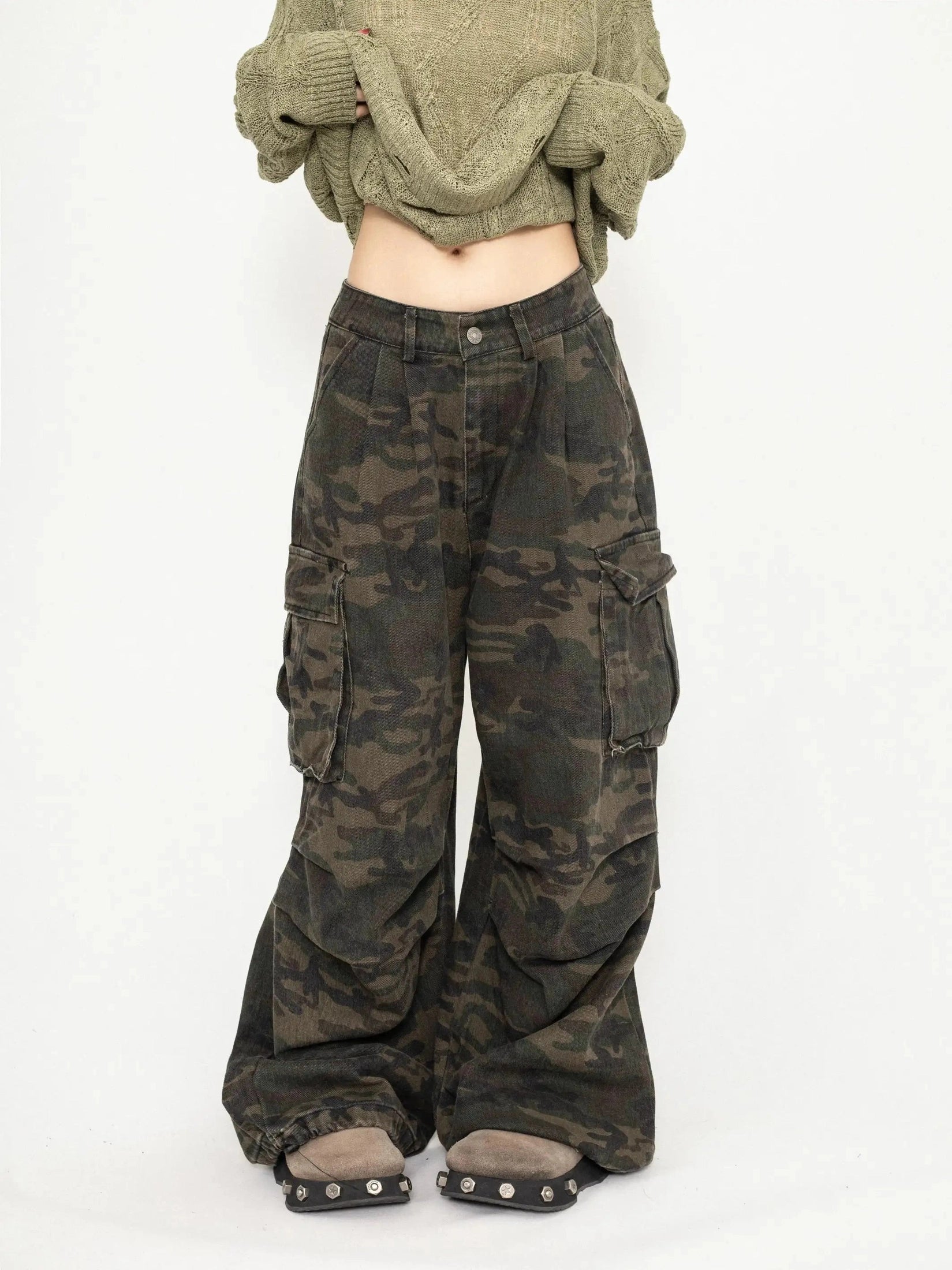 Snake Print Camo Cargo Pants  f0397