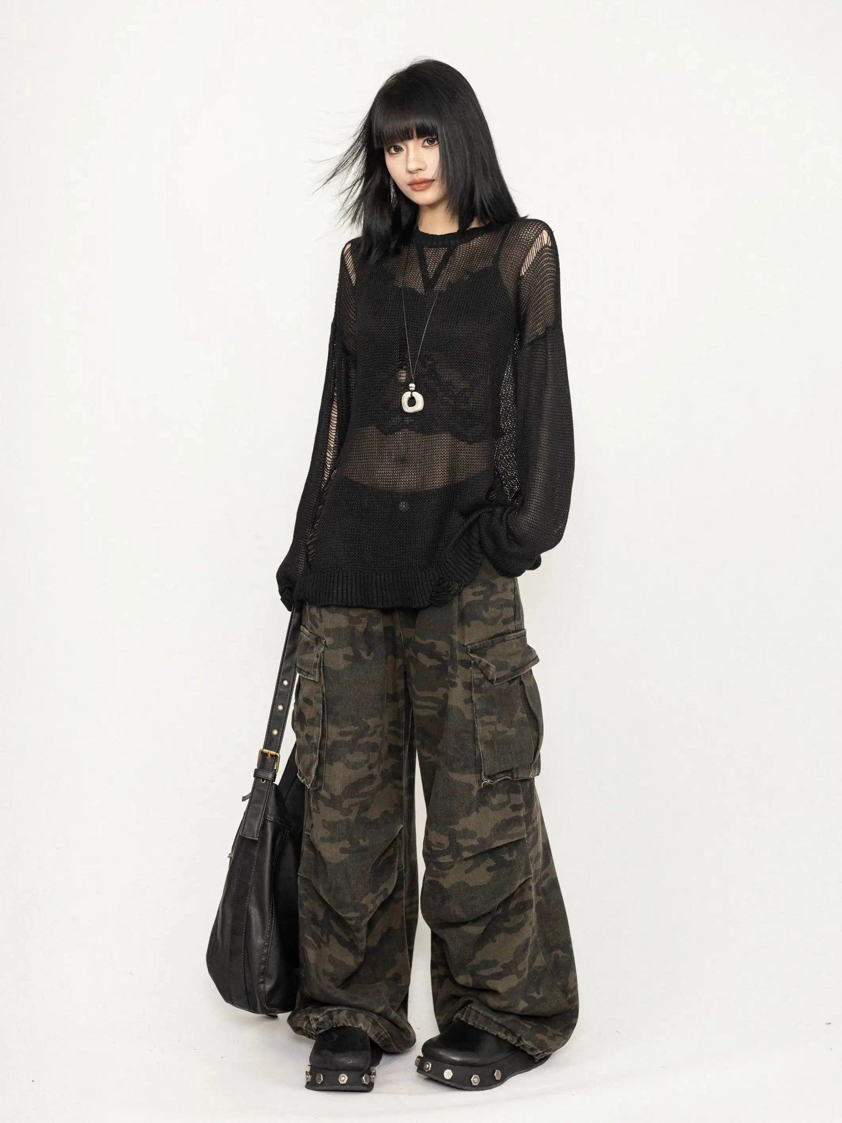 Snake Print Camo Cargo Pants  f0397