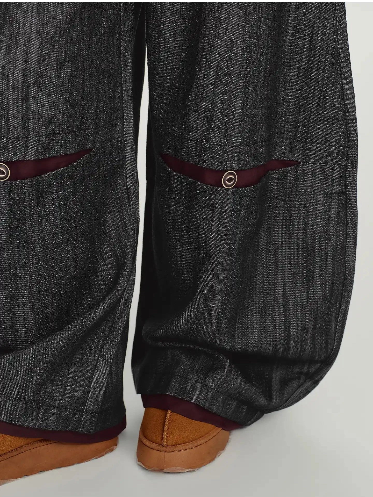 Color-Block Stitch Stripe Wide Pants   f0410