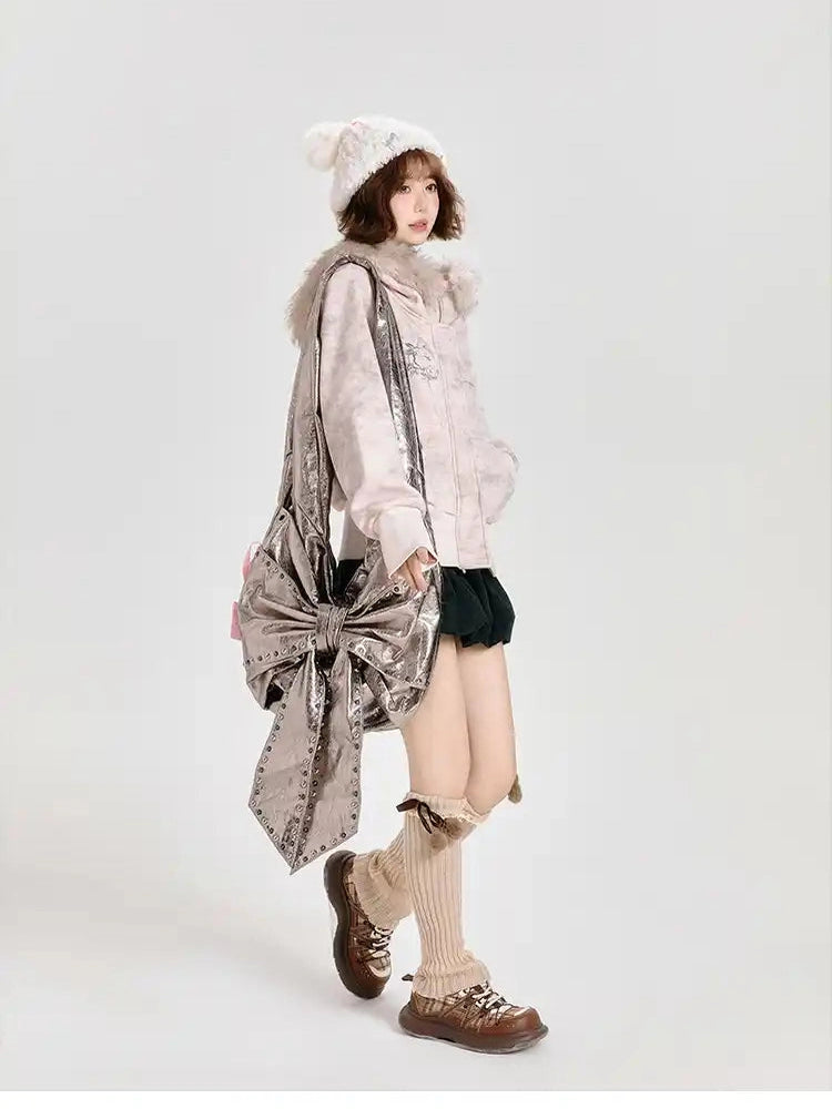 Faux Fur Hooded Sweatshirt   f0339