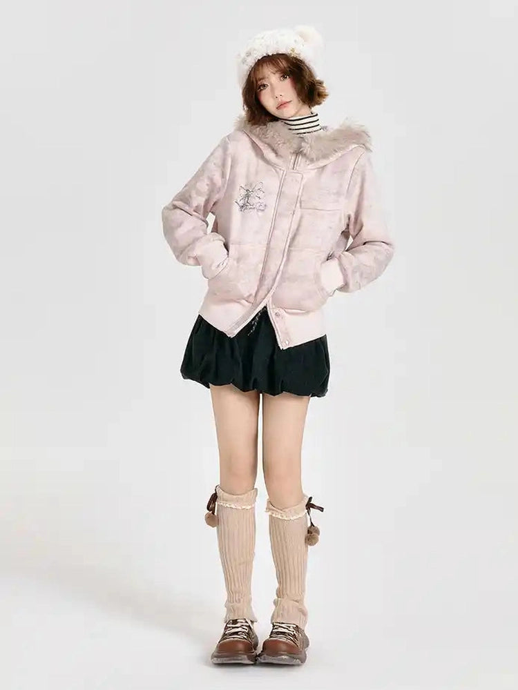 Faux Fur Hooded Sweatshirt   f0339