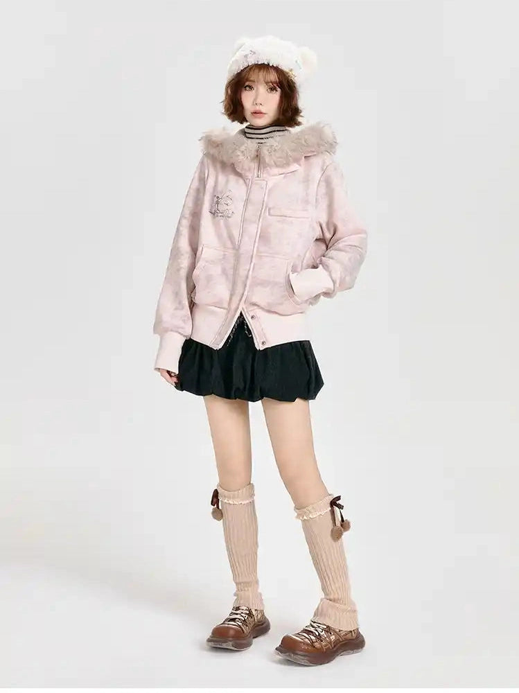 Faux Fur Hooded Sweatshirt   f0339