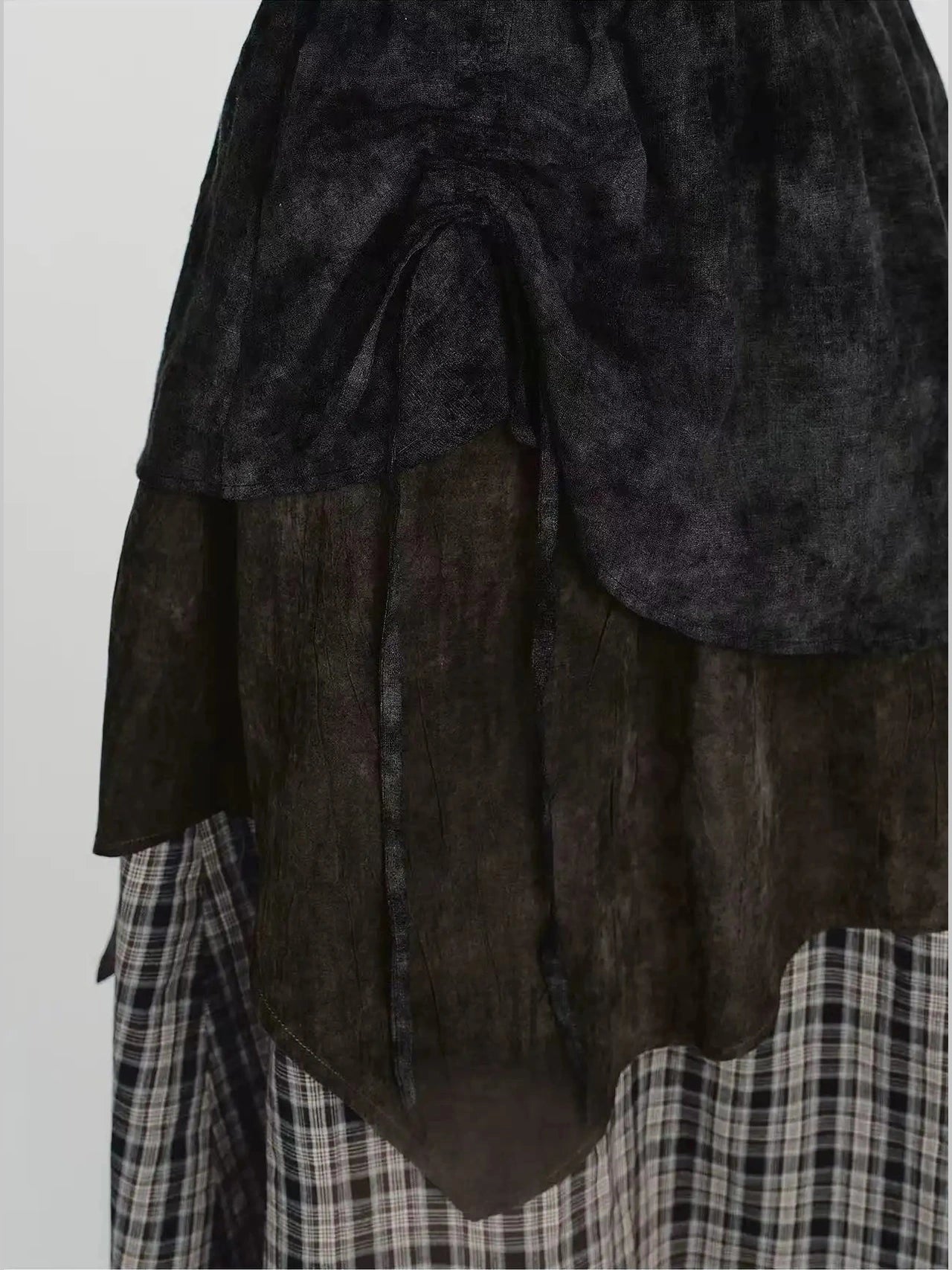 Check Tiered Skirt  f0409