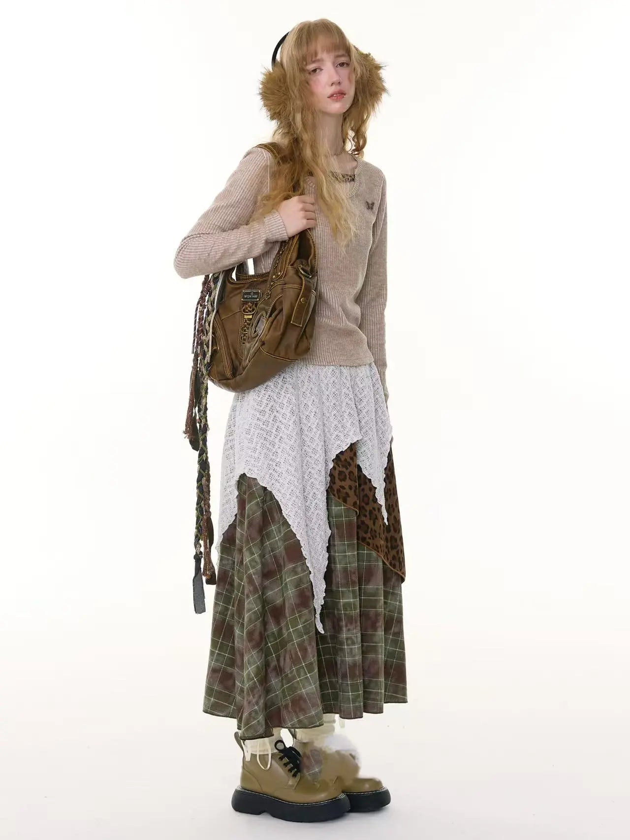 Leopard Accent Ribbed Top  f0337