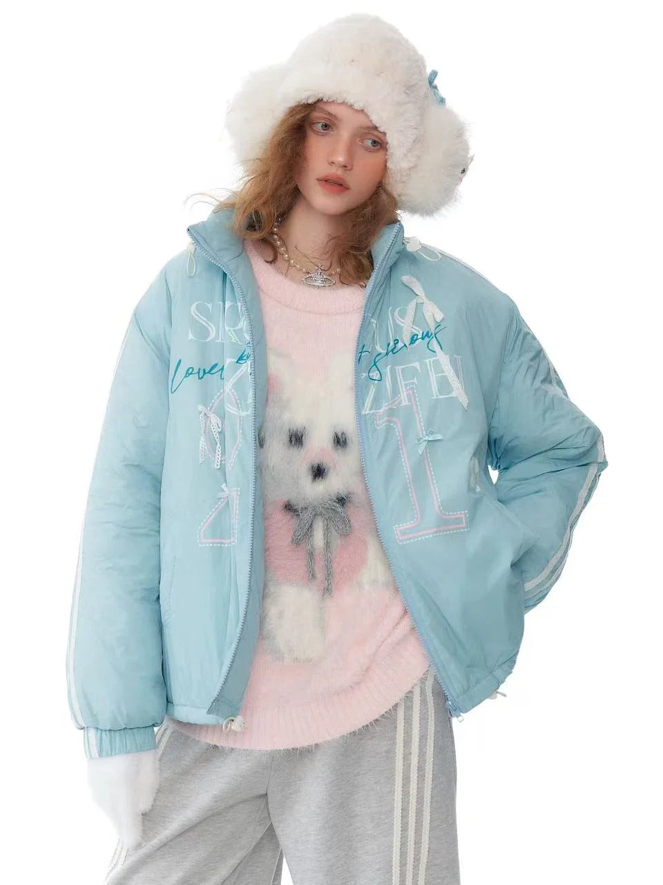 Warm Blue Padded Jacket  f0389