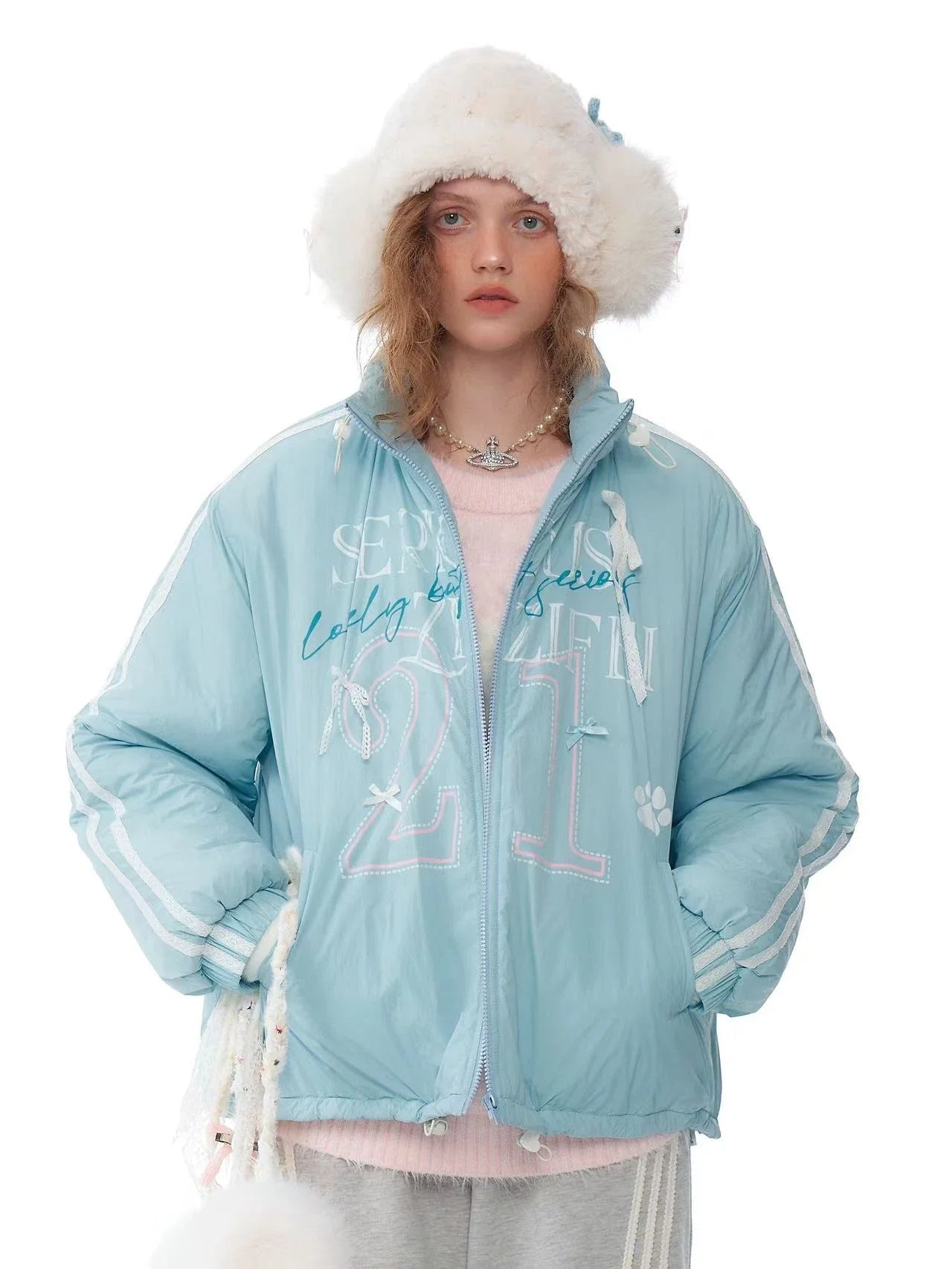 Warm Blue Padded Jacket  f0389