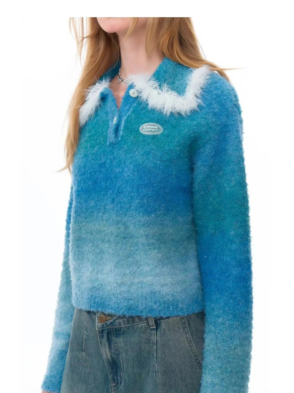 Fluffy Gradient Polo Knit  f0335