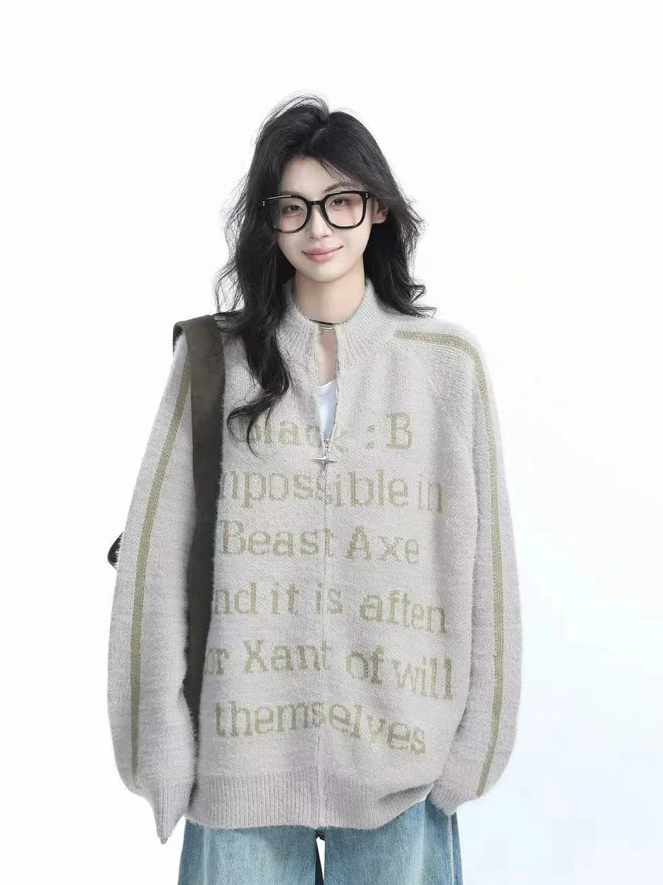 Relaxed High-Street Zip Cardigan   f0385