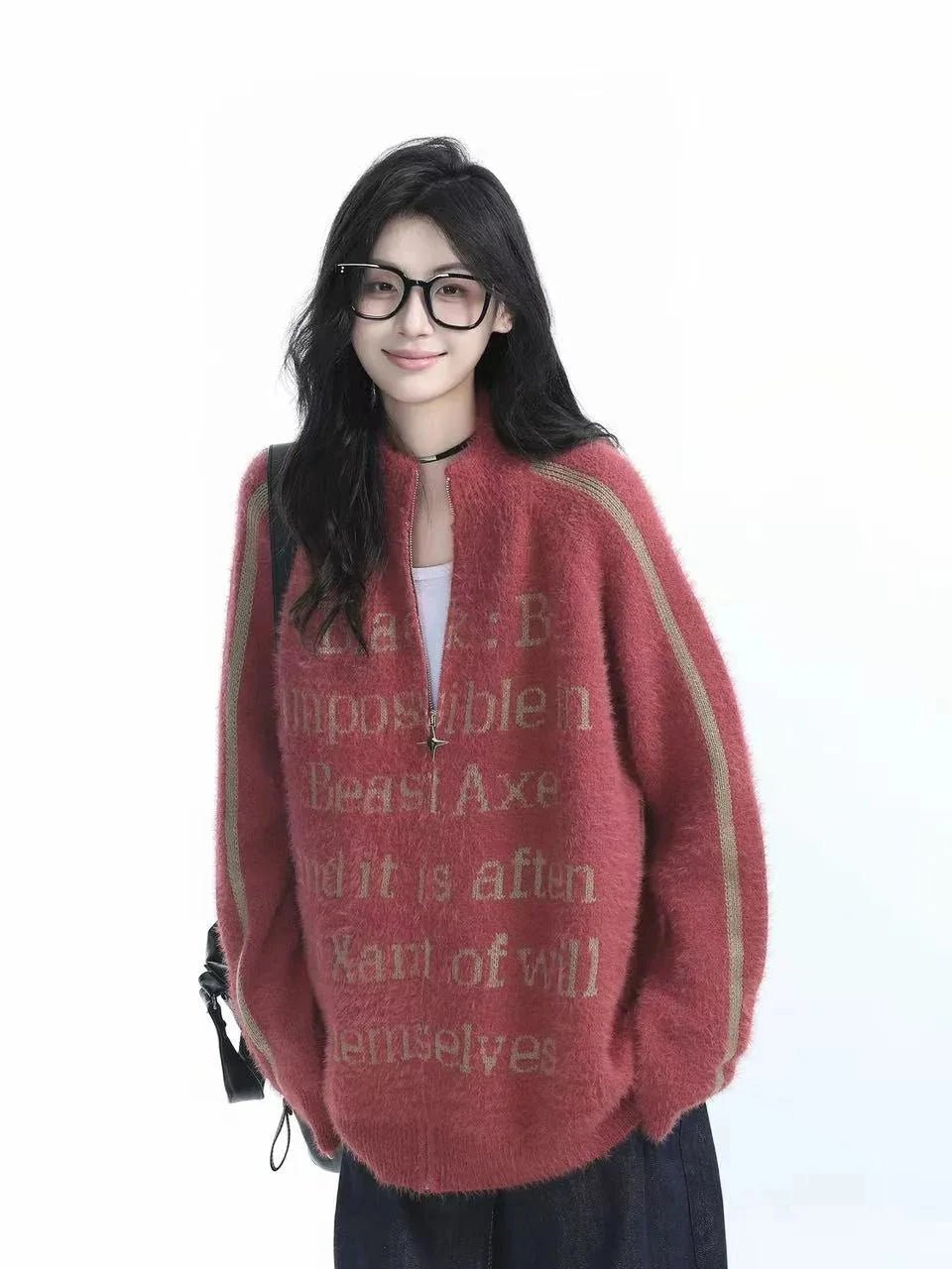 Relaxed High-Street Zip Cardigan   f0385