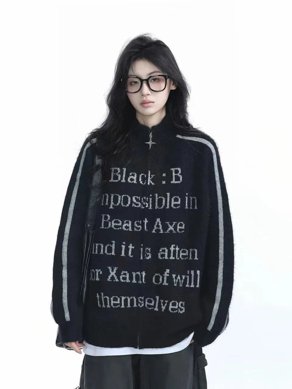 Relaxed High-Street Zip Cardigan   f0385