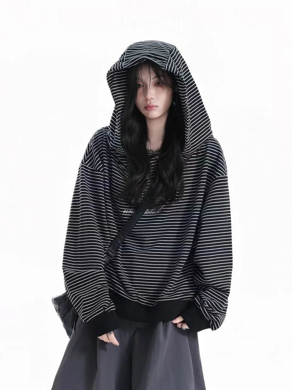 Vintage Stripe Oversized Hoodie   f0381