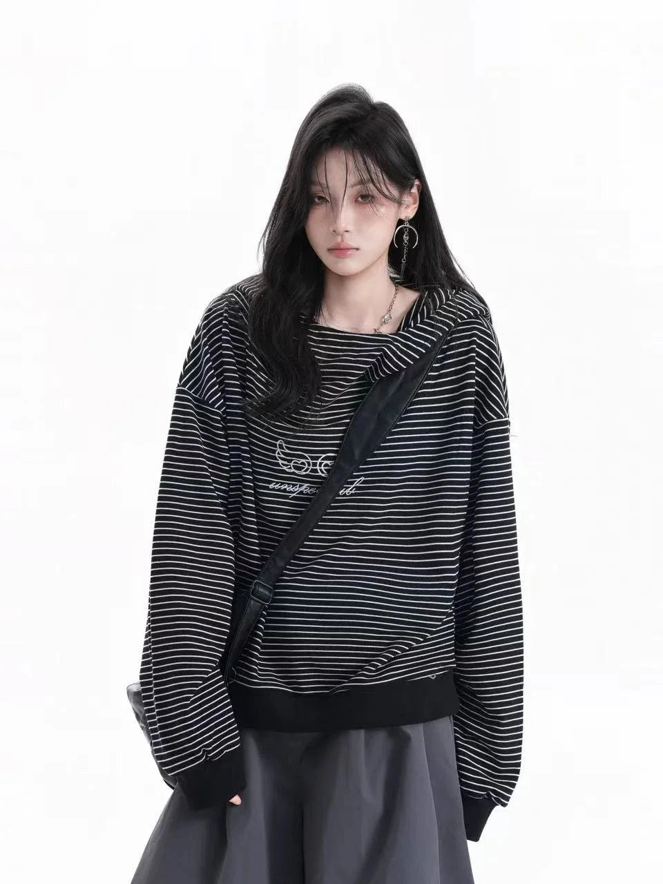 Vintage Stripe Oversized Hoodie   f0381
