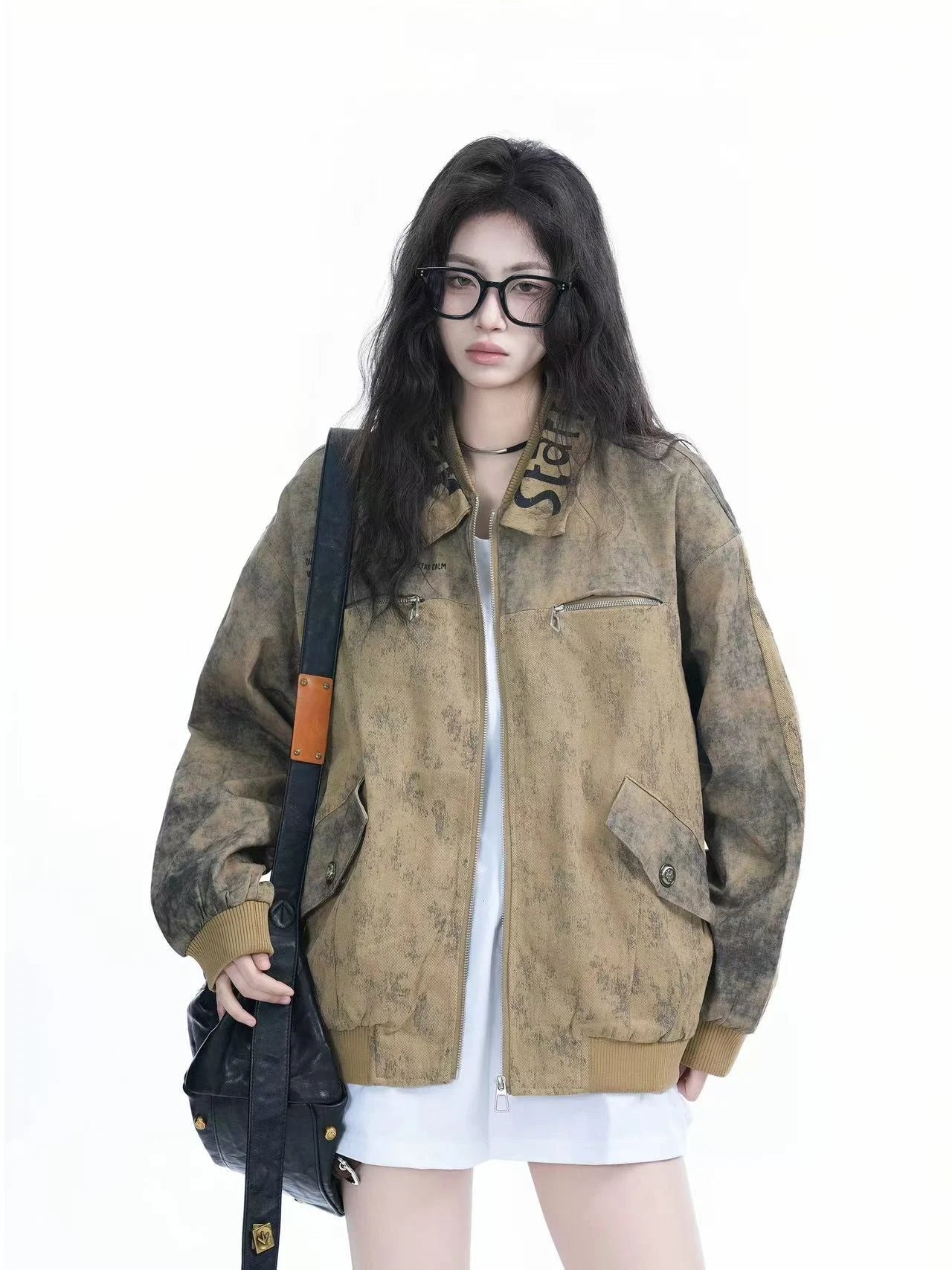 Washed Denim Oversized Jacket  f0377