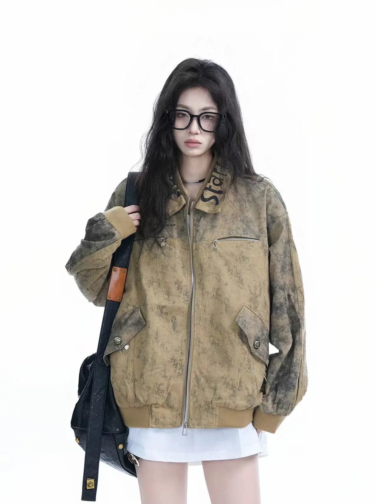 Washed Denim Oversized Jacket  f0377