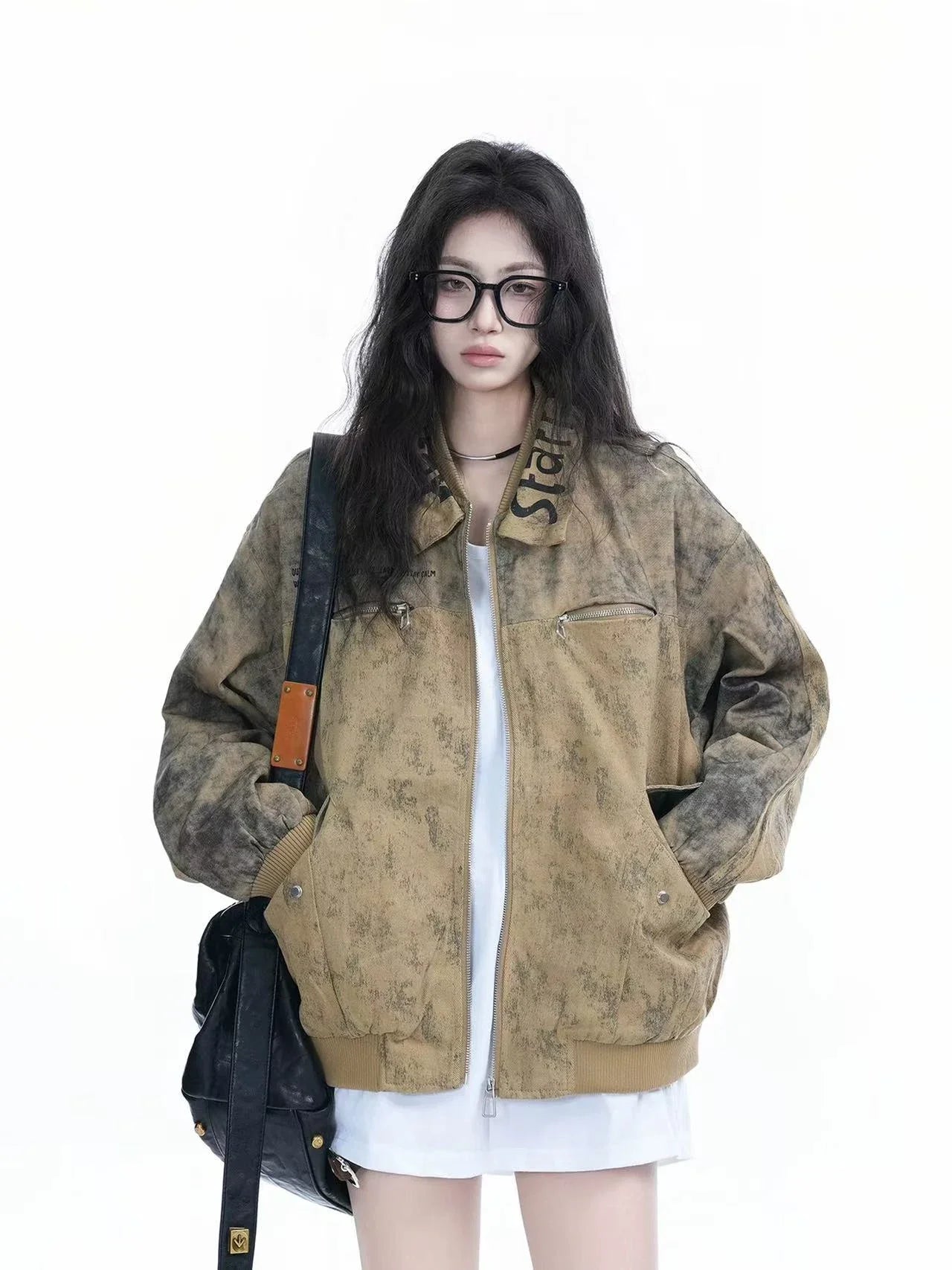 Washed Denim Oversized Jacket  f0377