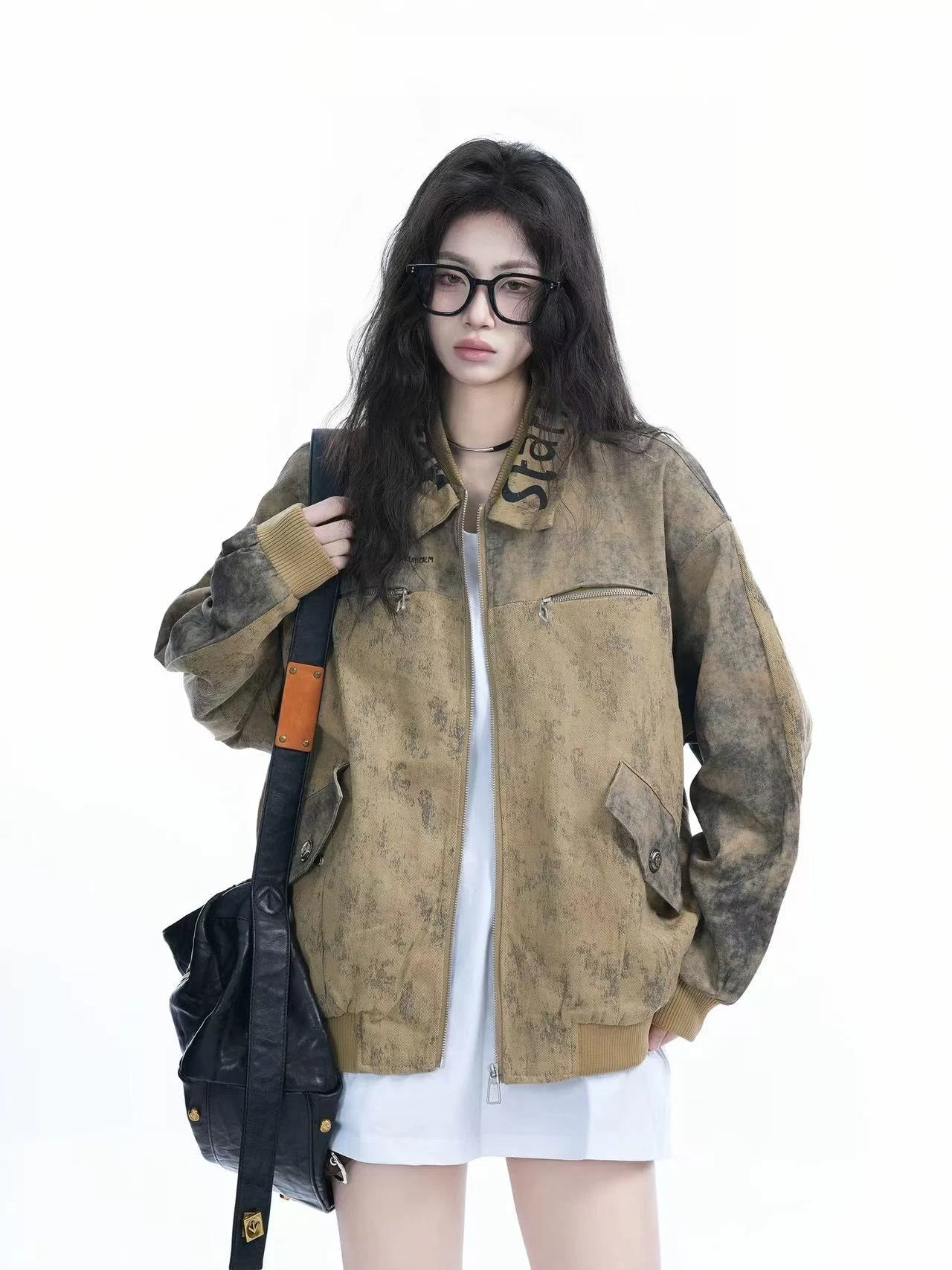 Washed Denim Oversized Jacket  f0377